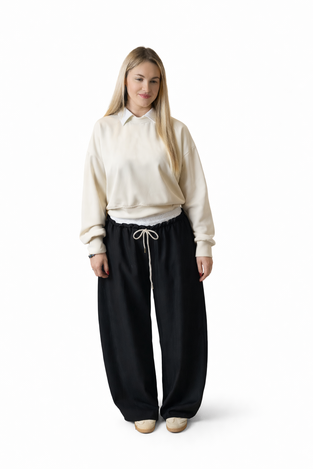 Pantalone gessato balloon