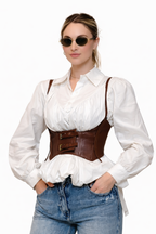 Camicia con corpetto in pelle