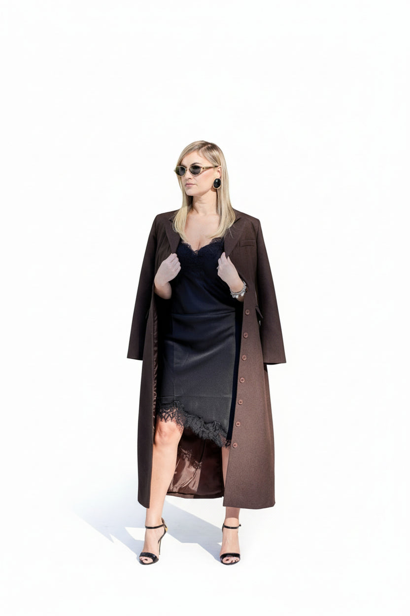 Cappotto lungo coffee