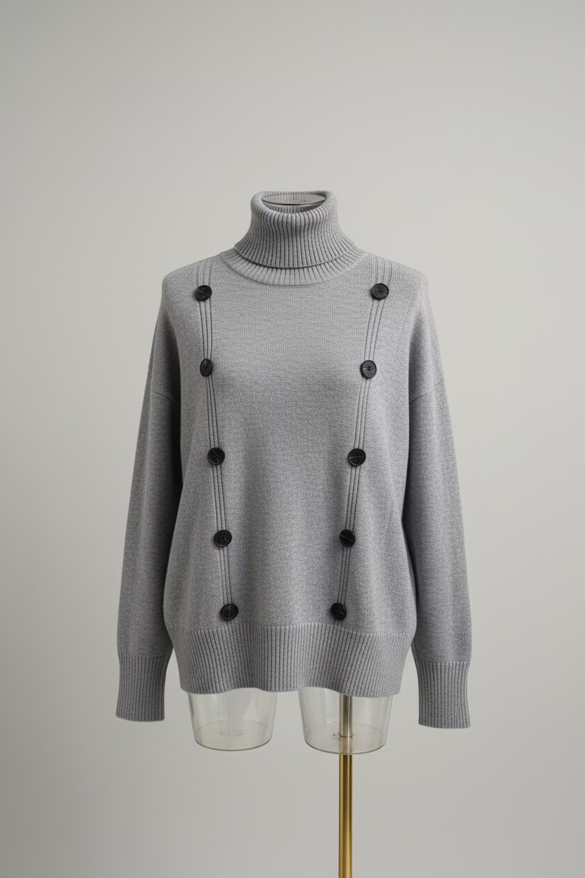 Maglione grigio con bottoni