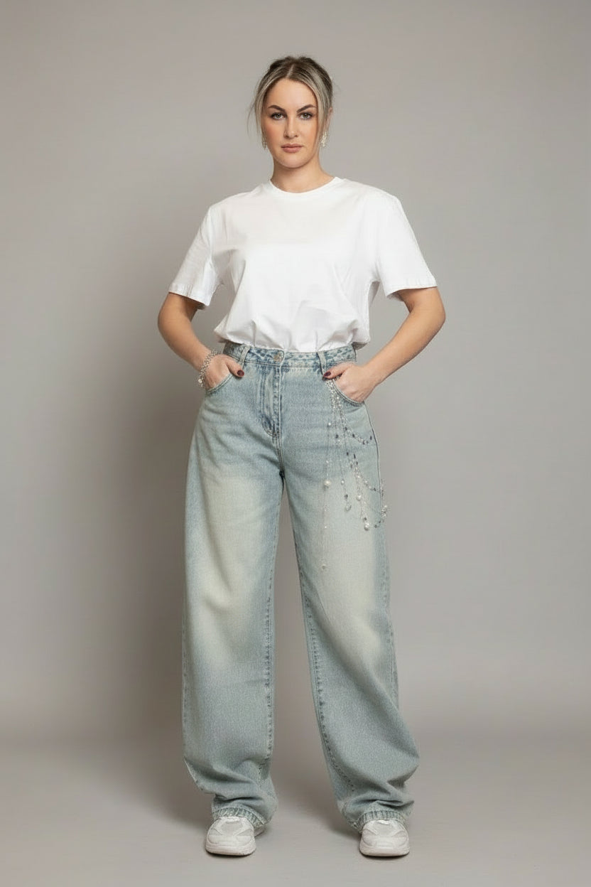 Jeans balloon denim chiaro