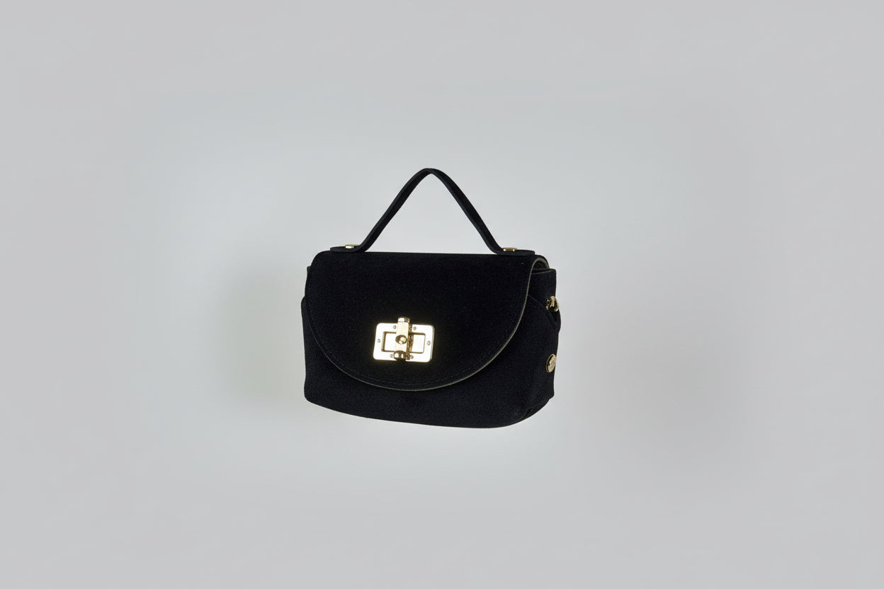 Mini bag nera in camoscio