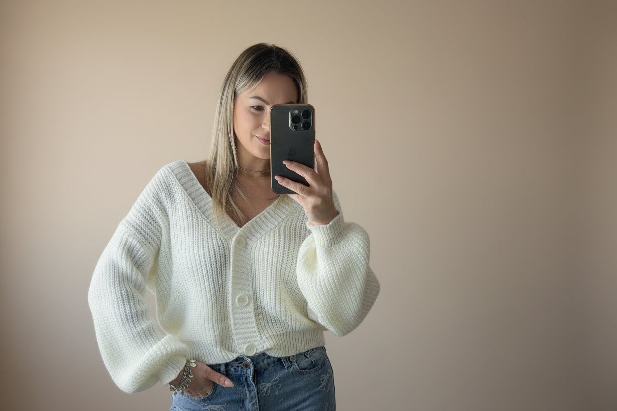 Maglione/Cardigan lana manica sbuffo