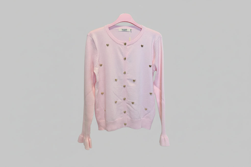 Maglione cuori e maniche coste