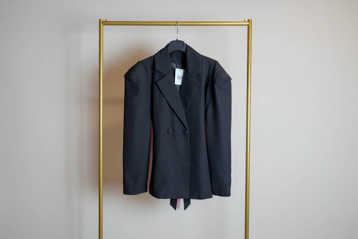 Blazer doppio petto spalline nero