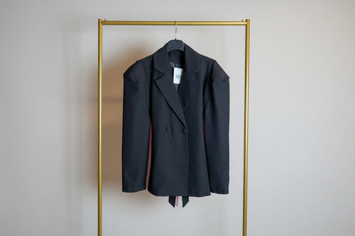 Blazer doppio petto spalline nero